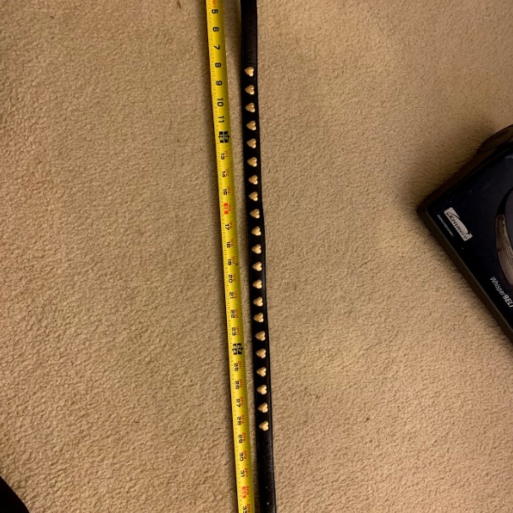 Black Furla Belt with Gold Hearts